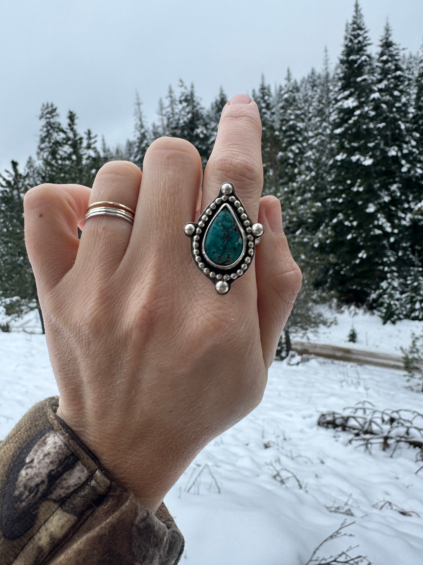 Turquoise Tear Drop Ring size 9