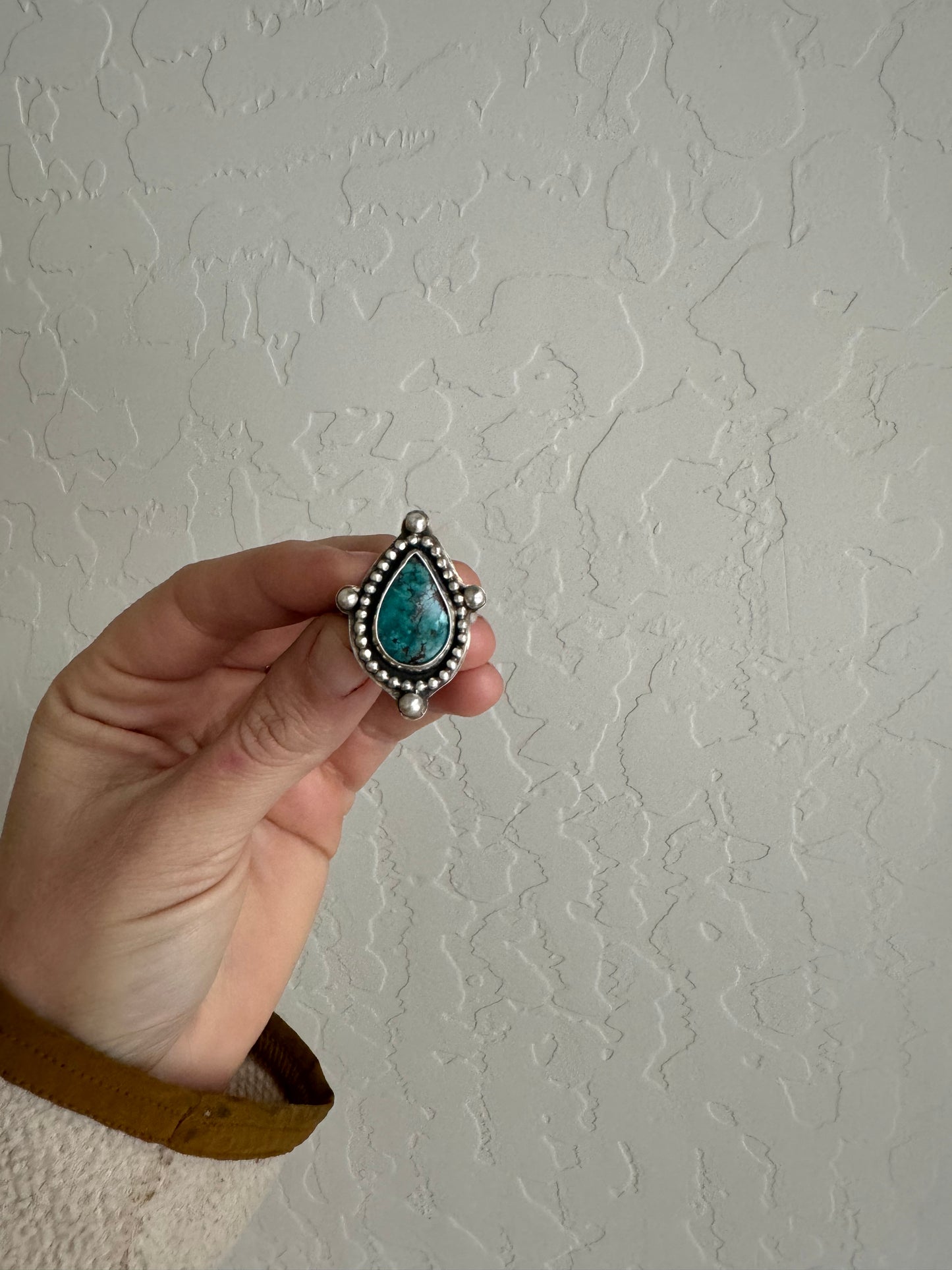 Turquoise Tear Drop Ring size 9