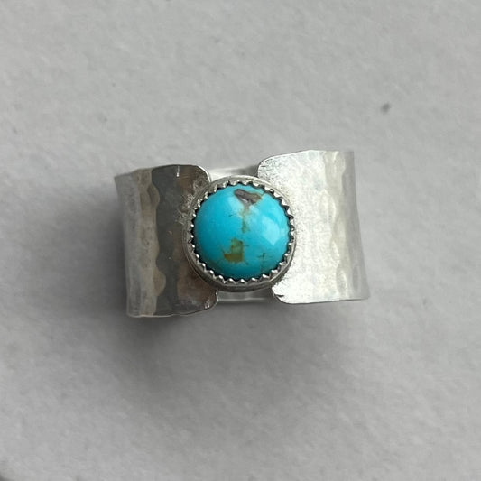 Turquoise Hammered Ring - Size 11.75